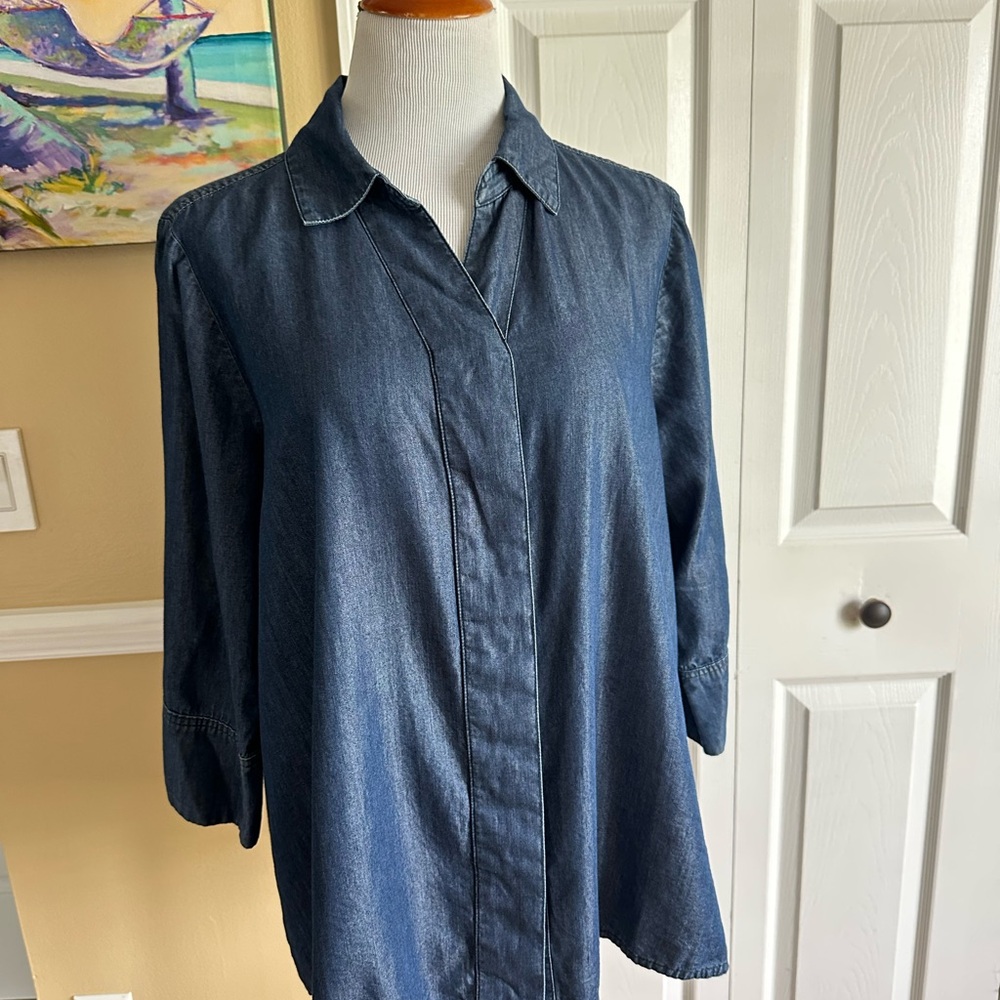 Martha Stewart Blue Denim Blouse